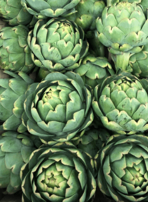 arranged artichokes